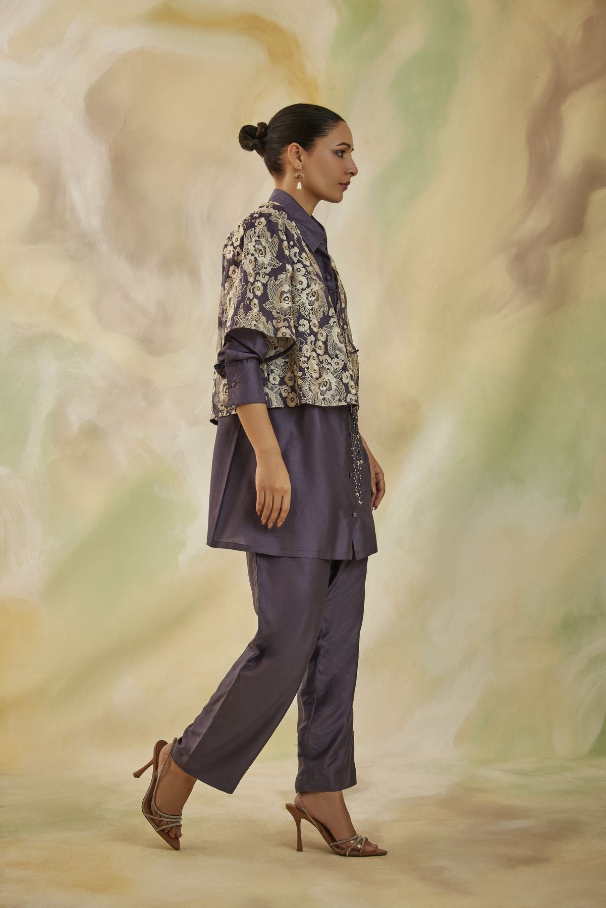 Blossom Embroidered Co-ord Set With Jacket