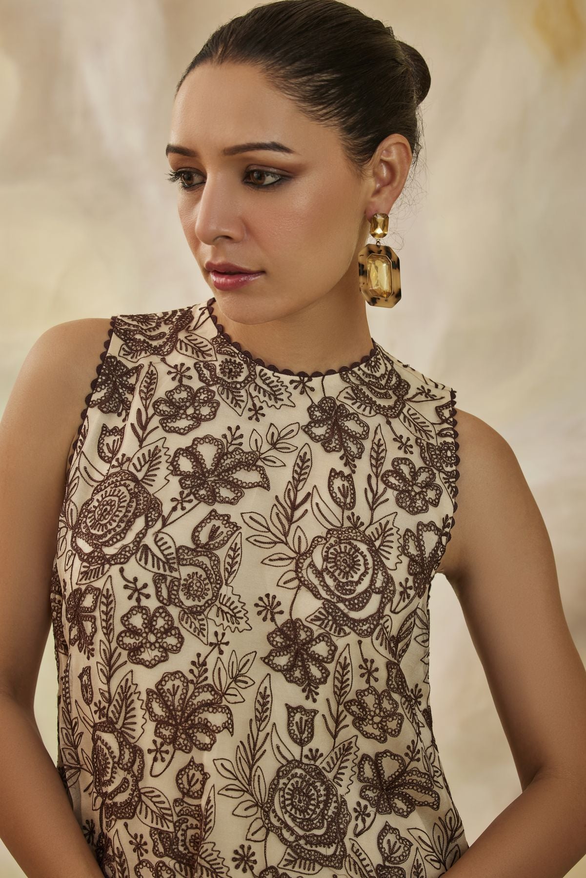 Serene Embroidered Sleeveless Mini