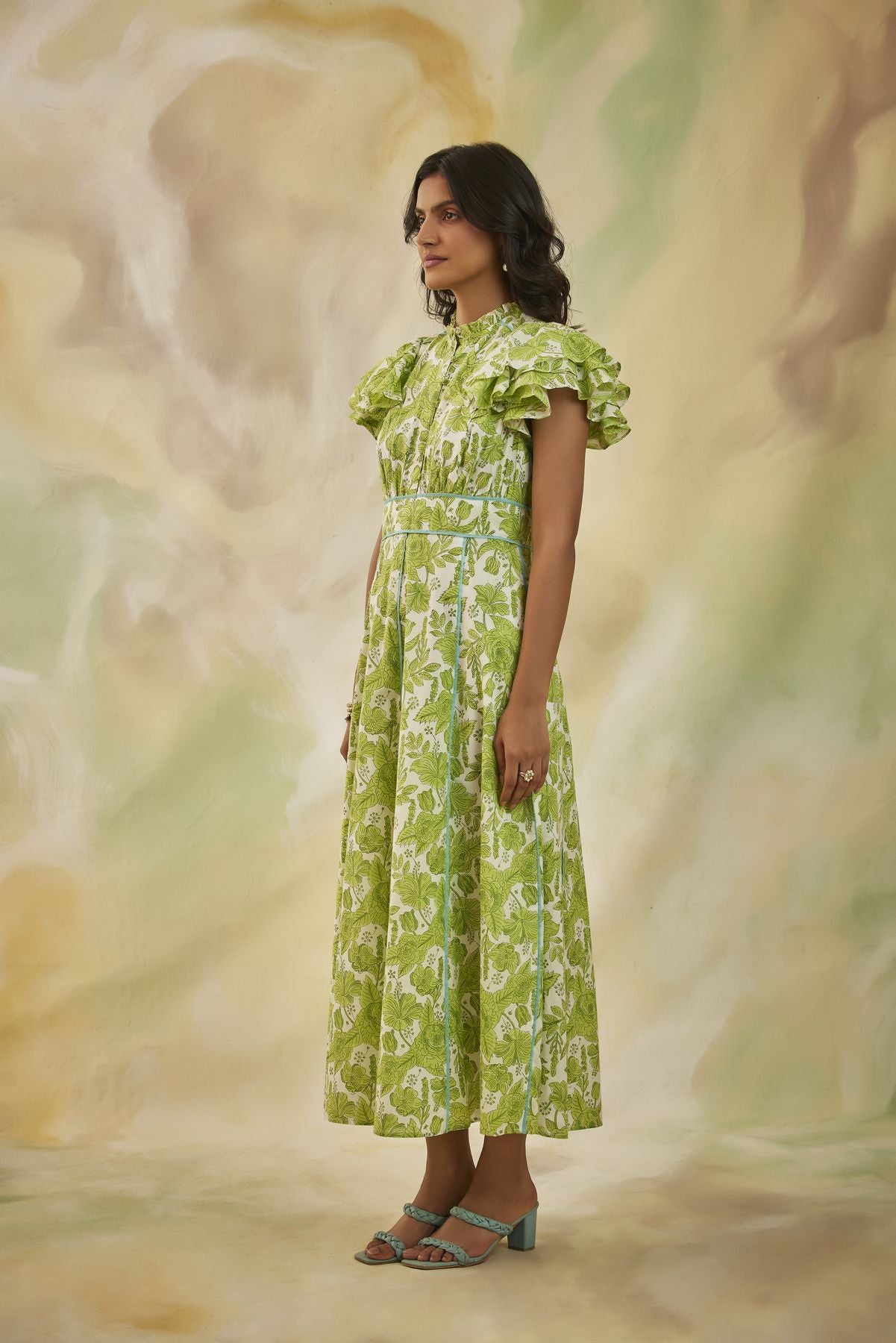 Serene Frill Sleeve Midi