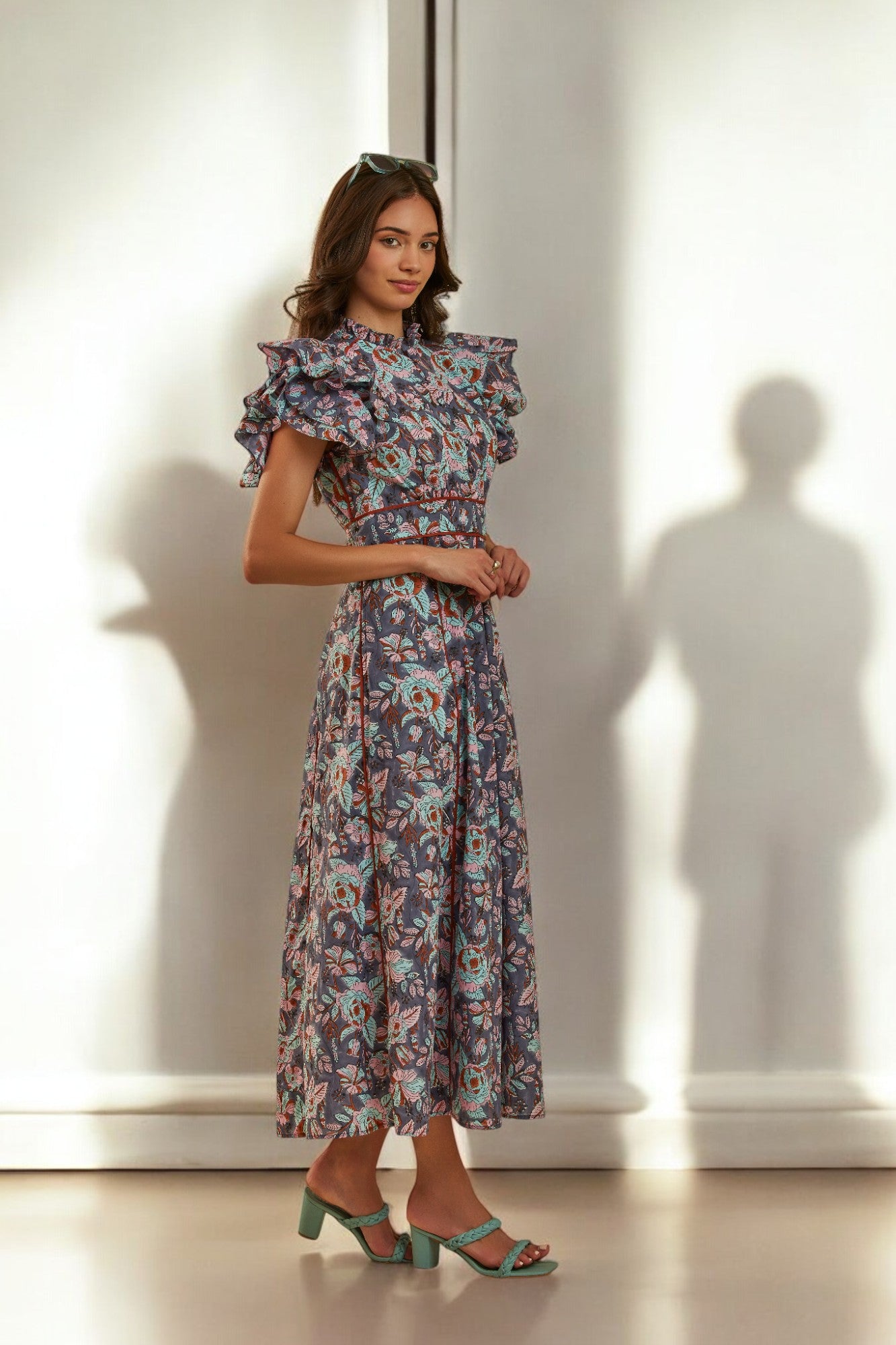 Serene Frill Sleeve Midi