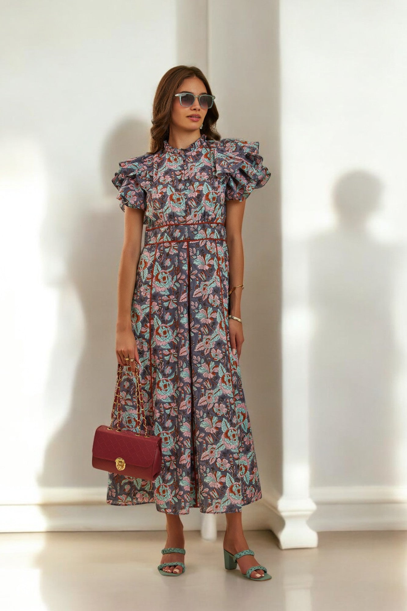 Serene Frill Sleeve Midi