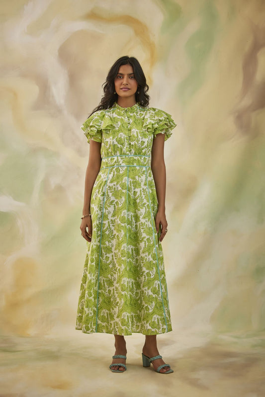 Serene Frill Sleeve Midi