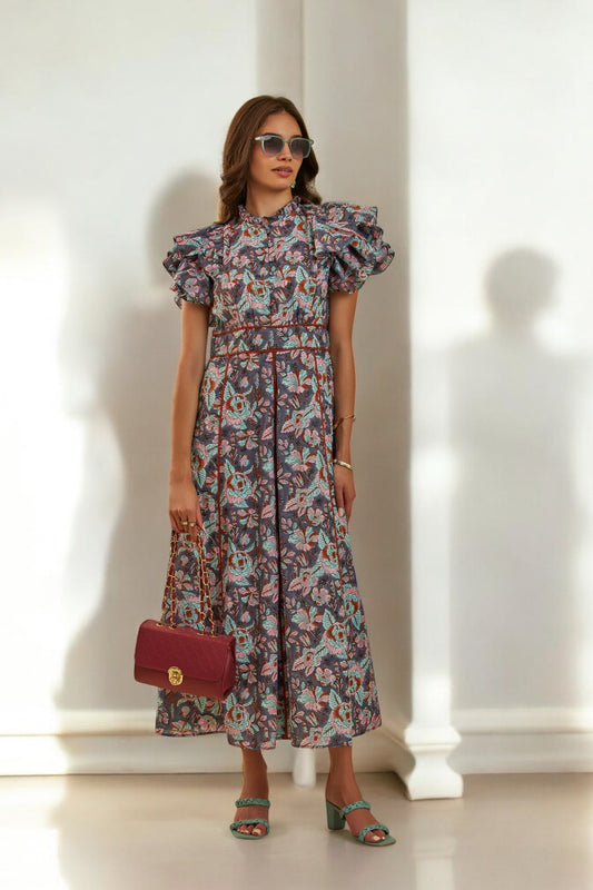 Serene Frill Sleeve Midi